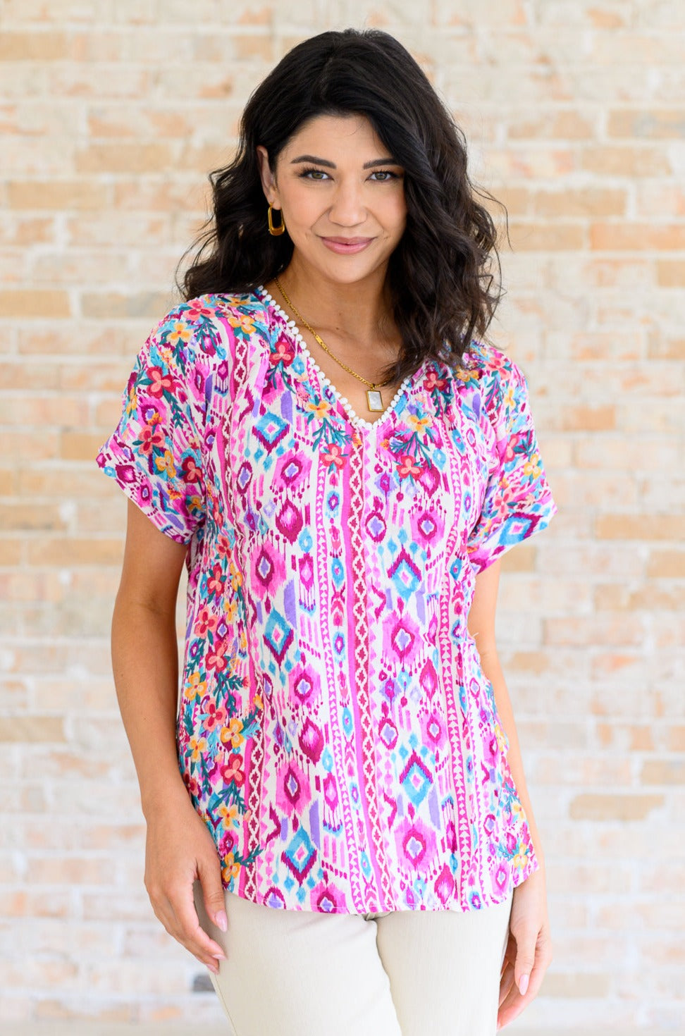 Yours Truly, V-Neck Top in Magenta by Savanna Jane