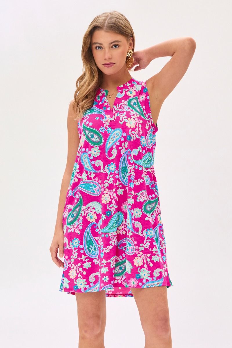 Dear Scarlett Lizzy Tank Dress in Hot Pink Small