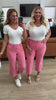 Judy Blue High Rise Tummy Control Wide Leg Crop Jeans in Pink Fit Video