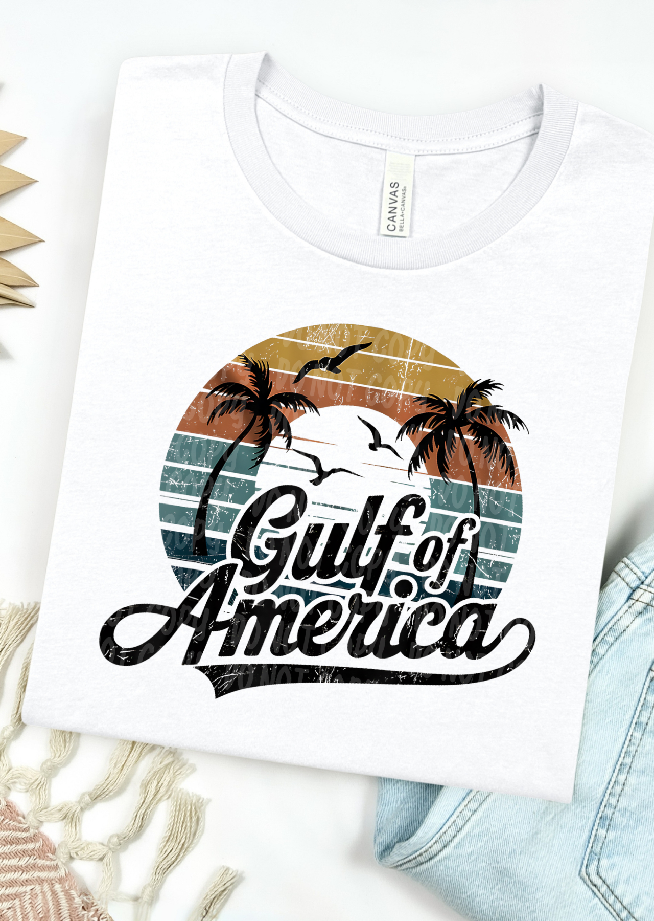 Gulf Of America Palm Trees Bella Canvas T-Shirt