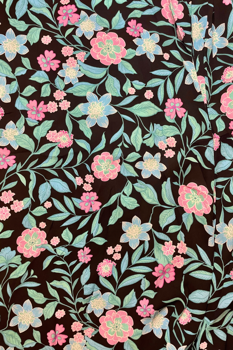 Weekend Vibes Apparel -Emily Wonder Ruffle Floral Print Jumpsuit-pattern detail