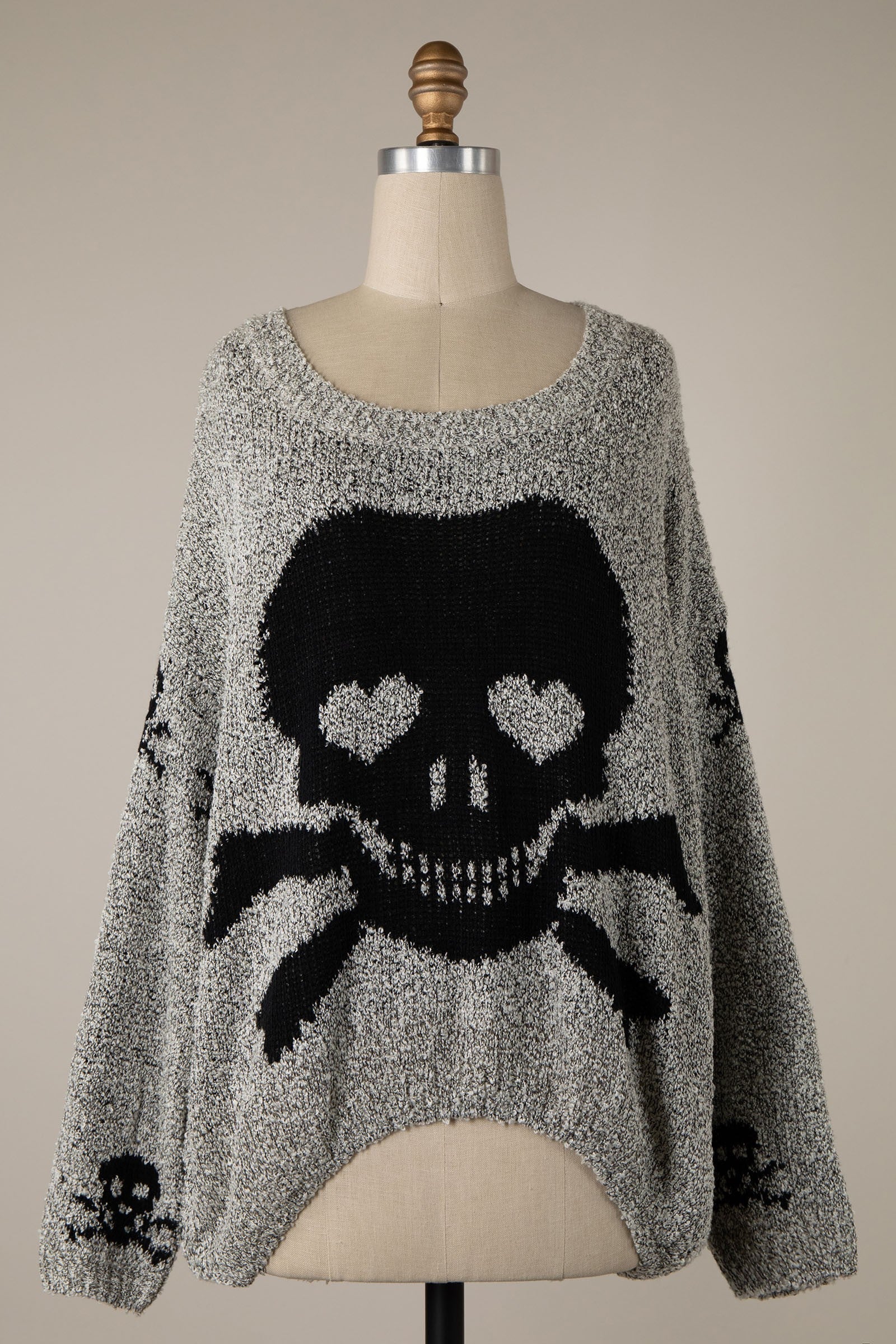 Love And Pirates Chenille Skull Sweater in Gray (main photo)