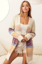 Color Block Fuzzy Eyelash Cardigan Sweater (fuzzy comfort)