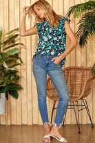 Weekend Vibes Apparel - Emily Wonder Casual Floral Print Top - paired with denim