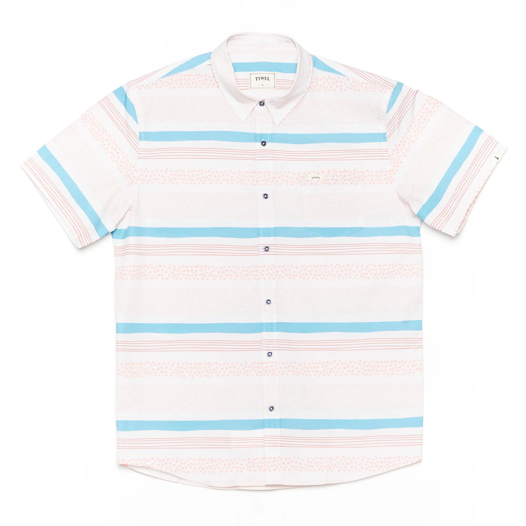 Tiwel Bahia Men's 100% Organic Cotton Button Down Shirt (flat lay front)