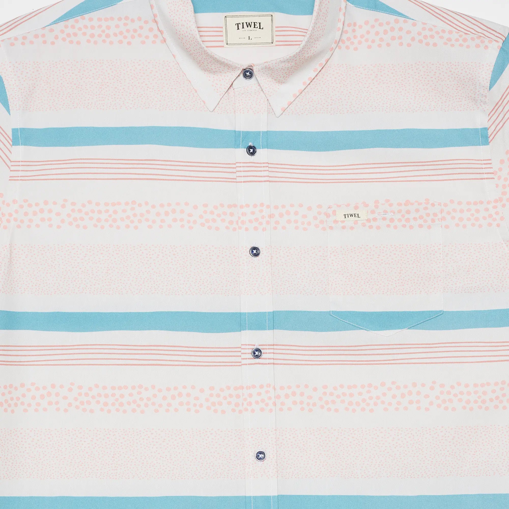 Tiwel Bahia Men's 100% Organic Cotton Button Down Shirt (stripe details)