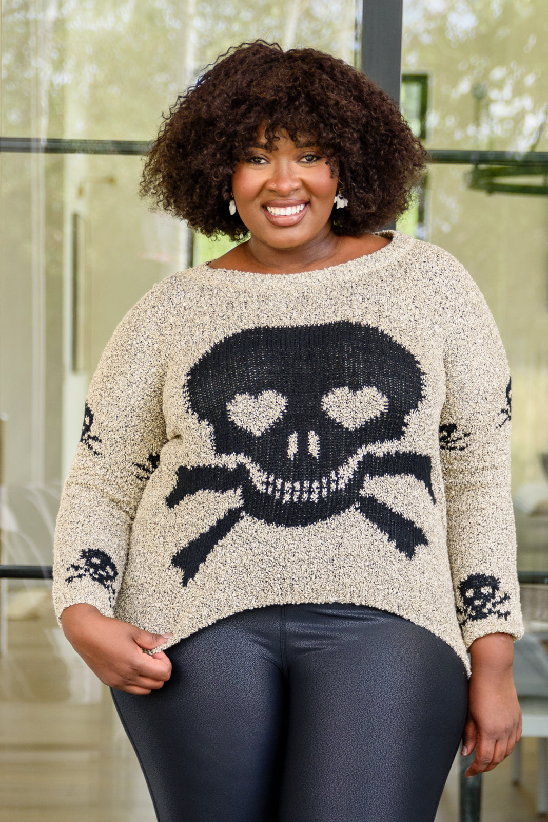Love And Pirates Chenille Skull Sweater (M/L Embroidery Detail)