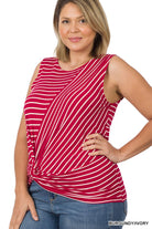 Ella Striped Tank Top in Raspberry/Ivory