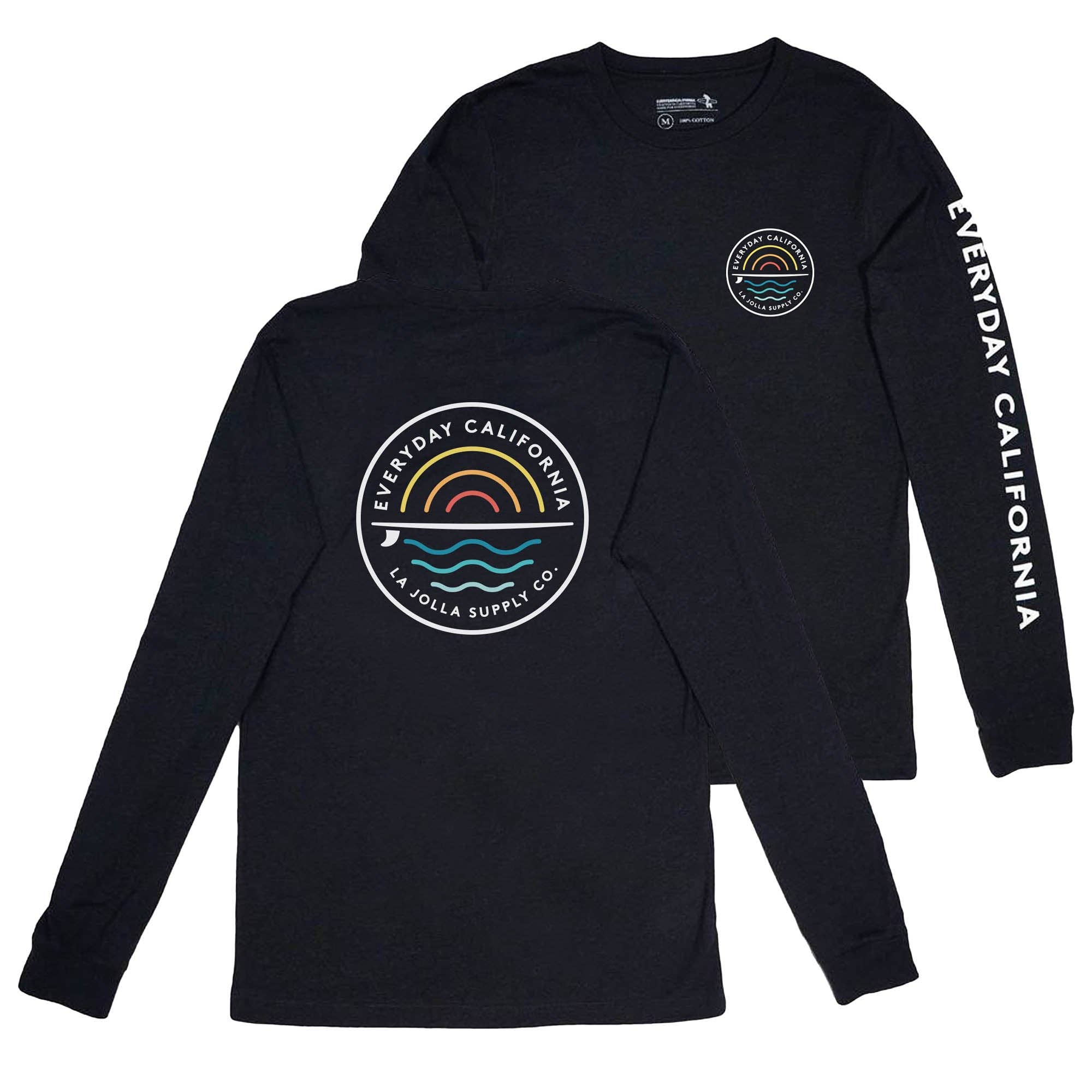 Cabrillo Men's Everyday California Long Sleeve Tee Shirt (Flat Lay both sides)